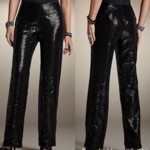Chico’s Black Sequin Swirl Wide Leg Pants Sz 14
